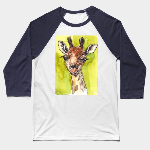 Giraffe Baseball T-Shirt by katerinamk